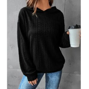 Plus Size 1XL-5XL Fashion Autumn Women's Casual Sweatshirt Solid Textured Long Sleeve Solid Color Hoodie