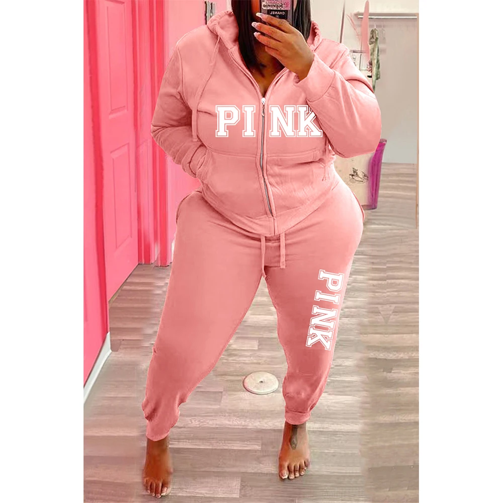 Tracksuit Women's Letter Pattern Plus Size Clothing Two Piece Sets Long Sleeved Hoodies Fashion Winter Sportswear Wholesale