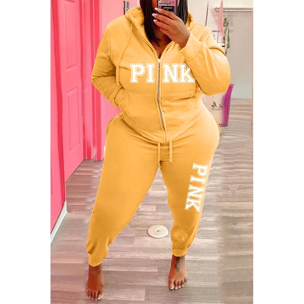 Tracksuit Women's Letter Pattern Plus Size Clothing Two Piece Sets Long Sleeved Hoodies Fashion Winter Sportswear Wholesale
