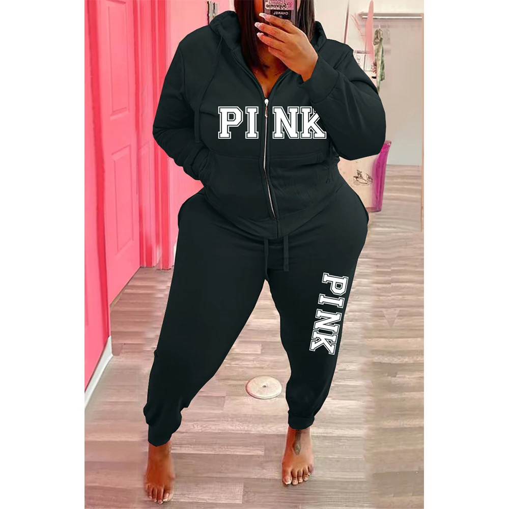 Tracksuit Women's Letter Pattern Plus Size Clothing Two Piece Sets Long Sleeved Hoodies Fashion Winter Sportswear Wholesale