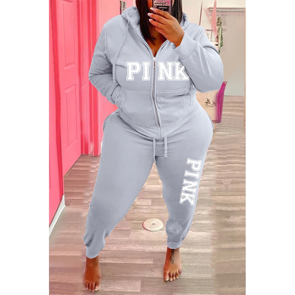 Tracksuit Women's Letter Pattern Plus Size Clothing Two Piece Sets Long Sleeved Hoodies Fashion Winter Sportswear Wholesale