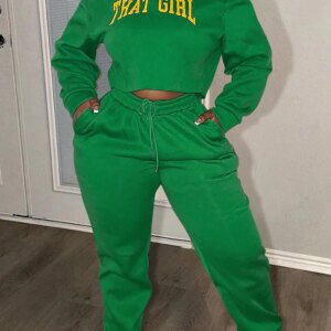 LW Plus Size Letter Print Hoodies Tracksuit Set 2024 Crop Sweatshirt Tops Casual Sweatpants Pant 2-piece Sets Women's Clothing
