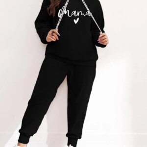 Autumn and Winter Plus Size Fashion Two-piece Set Drawstring Hooded Long-sleeved Sweatshirt + Elastic Waistband Trousers