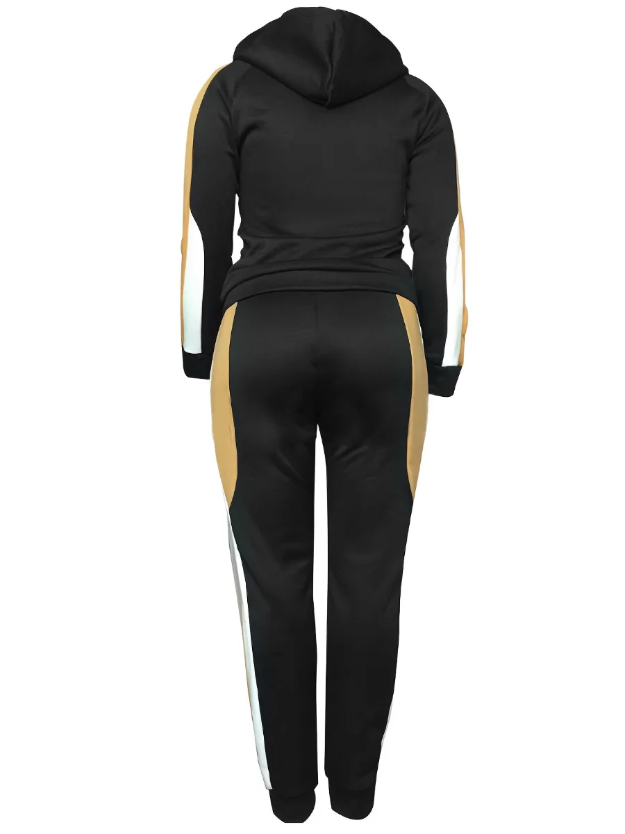 LW Plus Size Two pieces set Hooded Collar Striped Tracksuit Set Women's Tracksuit Hoodies 2pcs Set Autumn winter warm Sportswear