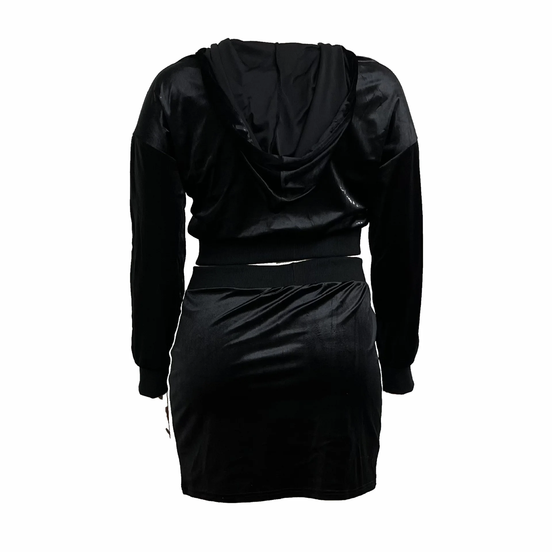 Wmstar Plus Size Women Clothes Velvet Sweatsuit 2 Two Piece Set Hoodie Mini Skirts Sets Matching Outfits Wholesale Dropshipping